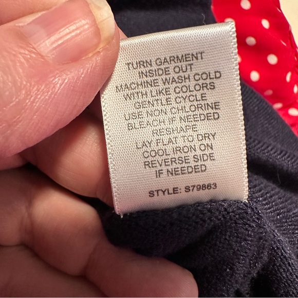 Isela Womens Sweater Size XL V Neck Striped Cuffs Dark Blue - Picture 9 of 11